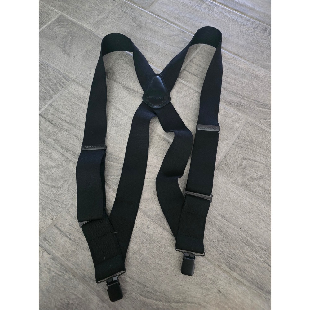 Carhartt Mens Heavy Duty X-Back Work Suspenders Black Adjustable Metal Clip-On